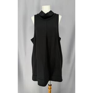 Free People Dress Womens Large Black Sleeveless Mock Neck Open Back Shift Mini